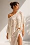 Ecru Madonna Collar Transparent Knitwear Pareo Poncho - 3