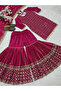 Pink Chinnon Silk Embroidered Sharara Set with Dupatta - FFT7488 | Pink - 3