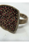 Bronze Vintage Women's Ring Authentic Copper Jewelry Red Zircon Inlaid Square Model Adjustable - 4