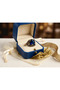 Bronze Vintage Women's Ring Authentic Copper Jewelry Navy Blue Crystal Oval Stone Butterfly Adjustable - 6