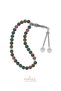 Certified 8 mm Bloodstone Lotus Flower Steel Tassel Natural Stone Prayer Beads