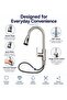 Kitchen Faucet with Pull Down Sprayer - Stainless Steel Kitchen Mixer Tap Dual Function Tap | Basin Sink Tap Faucets High Arc 360° Swivel Spout, Single Handle Deck Mounted - Silver - 3