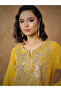 Yellow Embroidered Round Neck Abaya Maxi Dress - 4