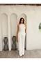 Women's White Wrinkled Blouse and Trousers Set with Metal Accessories