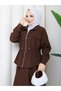 Pocket Tunnel Detailed Jacket & Skirt Hijab Set Rc9046 - 7