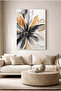 Abstract Glass Painting with Macro Floral Pattern - White Metal Framed Wall Art for Home, Business, and School - 2