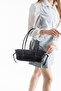 Black Baguette Women's Shoulder Bag with Flap and Zipper Closure, Kayak Model, Crocodile Pattern