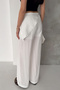 Women's Scarf Detailed Loose Wide-Leg Lined Trousers - 7