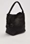 Black Rectangular Form Knitted Model Handbag