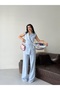 Women's Blazer Vest and Pantalon Set with a Wide Fabric Belt Tied at the Waist - 3