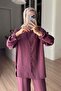 Casual Shirt and Pants Two-Piece Set - Plum - 3