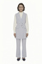 Double-Breasted Collar Belt Detailed Gray Suit 1669