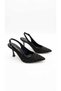Women's Black Pearl Detailed Open Back Evening Dress Shoes - 3