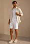 Men's White Jacquard Textured Shorts and T-Shirt Set - 4