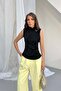 Black Accessory Buckle Detailed Stand Collar Blouse - 3