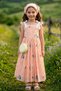 Baby Girl Birthday Party Wedding Dress with Straps Sleeveless Floral Bag Bandana Bow - 4