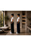 Women's Comfortable Fit 2-Piece Sweatpants Black Navy Blue High Waist - 2