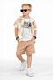 Boy's 3-Piece Muslin Set Palm Tree Patterned Shirt Printed T-Shirt Shorts Combination 11615-1 - 4