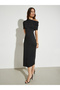 Black Off-Shoulder Bodycon Midi Dress - 3