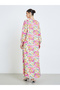 Floral Print Tie-Up Neck Jalabiya - 5