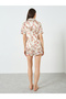 Butterfly Floral Print Satin Shirt and Shorts Set - 5