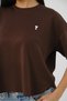 Brown Women's Oversize Boxy T-Shirt Crew Neck Comfortable Fit T-Shirt - 7