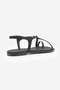 Women's Blunt Toe Stoned Cross-Strapped Flip-Flop Casual Sandals Zarev Black Satin - 8