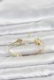 Gold Color Brass Zircon Stone Flower Model Women's Bracelet - 3