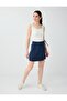 Navy Blue Shorts Skirt with Tie Detail - 4