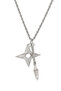 Shuriken and Kunai Necklace Japanese Ninja Star Pendant - Silver Color with Twisted Chain - 2