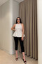 Flounced Polka Dot Pattern Backless Blouse - White - 4