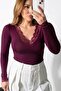 Lace-Detail V-Neck Blouse