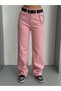 Women's Pink High Waist Wide Leg Jean Pants - 4