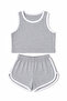 Girl's Combed Cotton 2-Piece Basic Set: Top and Shorts with Crop Ribbed Trim - 3