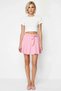 Women's Mini Shorts High Waist Knitted Fabric Tie Detail Short Length Plain Patterned Flexible Structure - 4