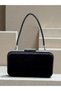 Black Velvet Women's Evening Dress Bag with Black Stone Handle Detail for Wedding Engagement Graduation - 3