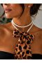 Luvien Leopard Scarf Pearl Chain Multi-Purpose Design Necklace - Bag Chain - Belt