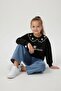 Black Collared Flower Embroidered Badili Jean Pants Girls' Set 24567 - 4