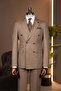 Exclusive Striped Double-Breasted Suit Camel - 4