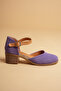 Women's Genuine Leather Closed Toe Ankle Strap Sandals - Lilac Suede - 3