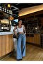 Stone Embellished High Waist Wide Leg Jean Trousers - 4
