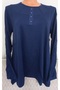 Er Clothing Battal Combed Cotton Blouse Long Sleeve Crew Neck Blue - 2