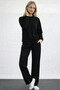 Women's Long Sleeve Crew Neck Viscose Two Thread Blouse and Pants Double Suit - 2