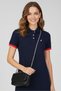 Women Embroidered Logo Polo Dress, Navy - 2