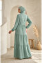 Hakim Yaka Polka Dot Hijab Dress 0290-10 Green - 6