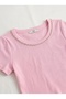 Girl's Collar Stoned Combed Cotton Tshirt Pink - 3