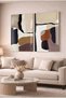 Beige and Earth Tones Geometric Abstract Set of 2 Decorative Glass Paintings - Office and Home Painting