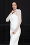Strapless Dress with Lace Bolero Detail - White - 3