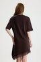 Coffee Color Half Sleeve Knee Length Skirt Hem Lace Dress - 5