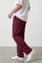 Men's burgundy twill relaxed fit sweatpants with elastic waistband